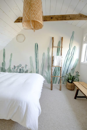 Papier peint n285 aquarelle panoramique cactus chambre