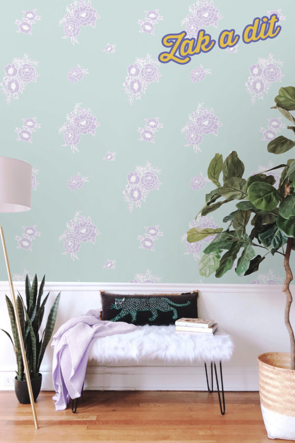 chambre papier peint mint & lila tendance