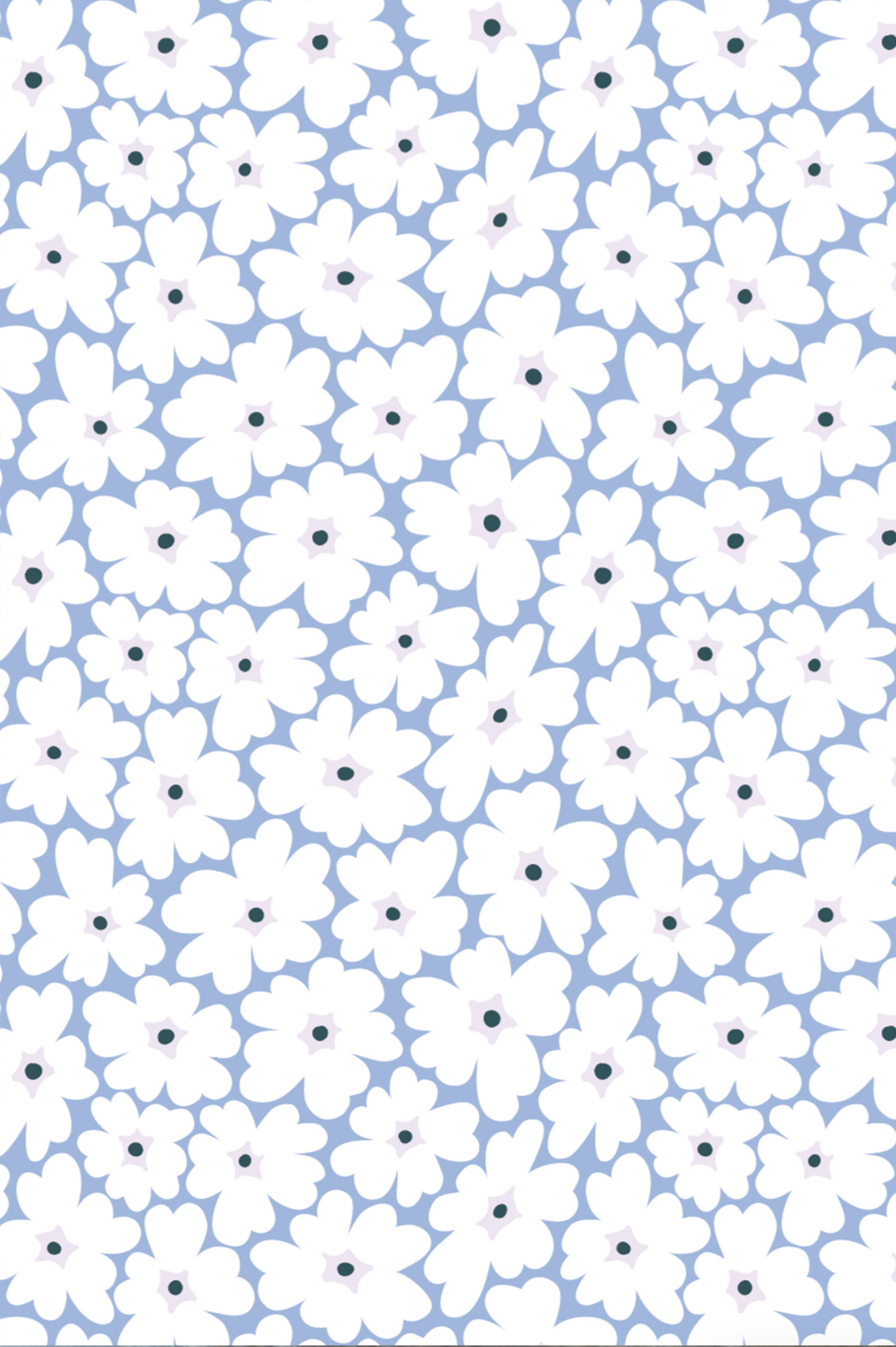 N 301 Motif fleurs vintage fond bleu