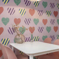 papier papier peint 297 passion coeurs multicolores fond rose cuisine