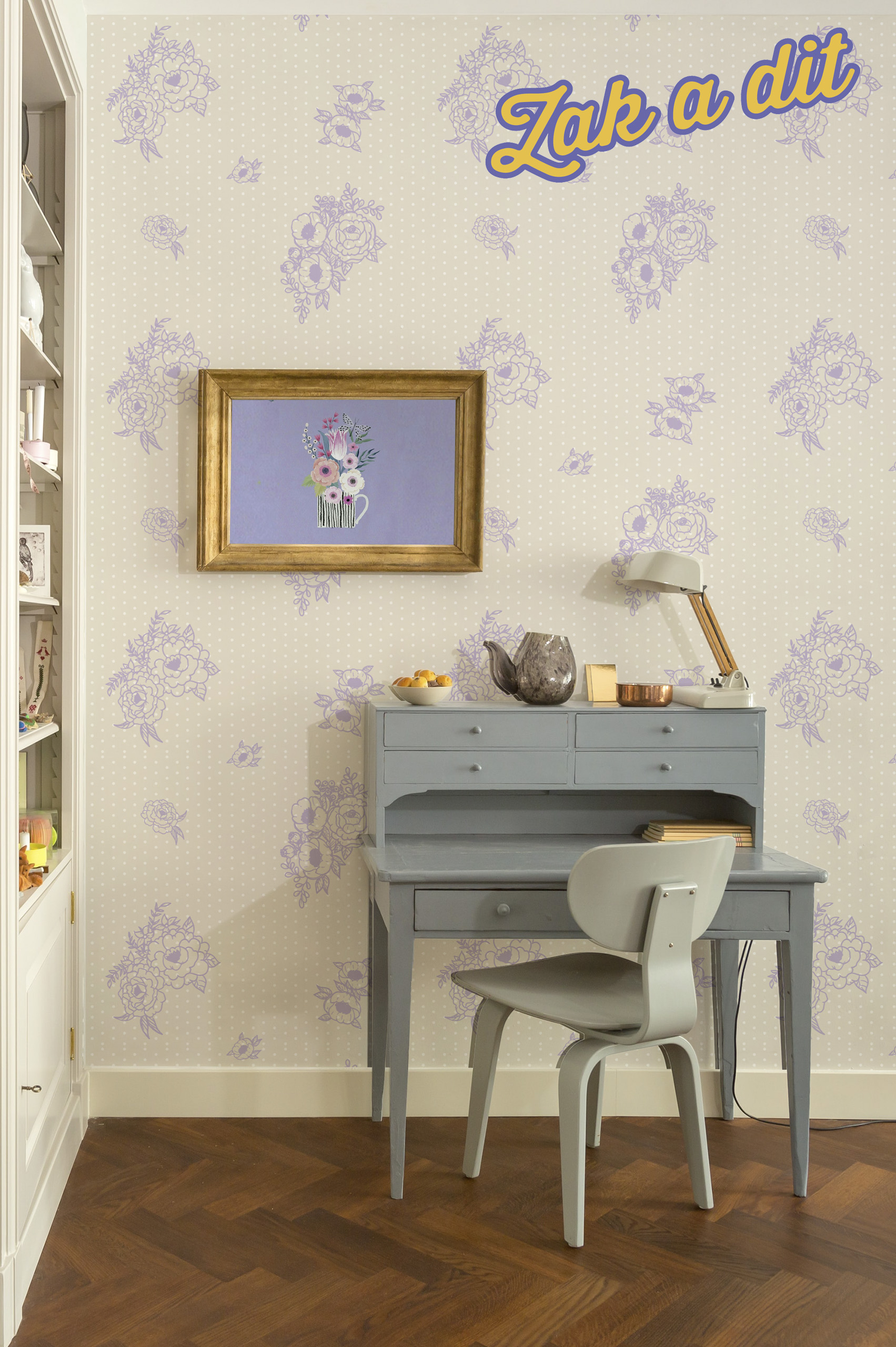 bureau papier peint zak a dit fleurs