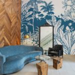papier peint n306 balade tropicale salon bleu