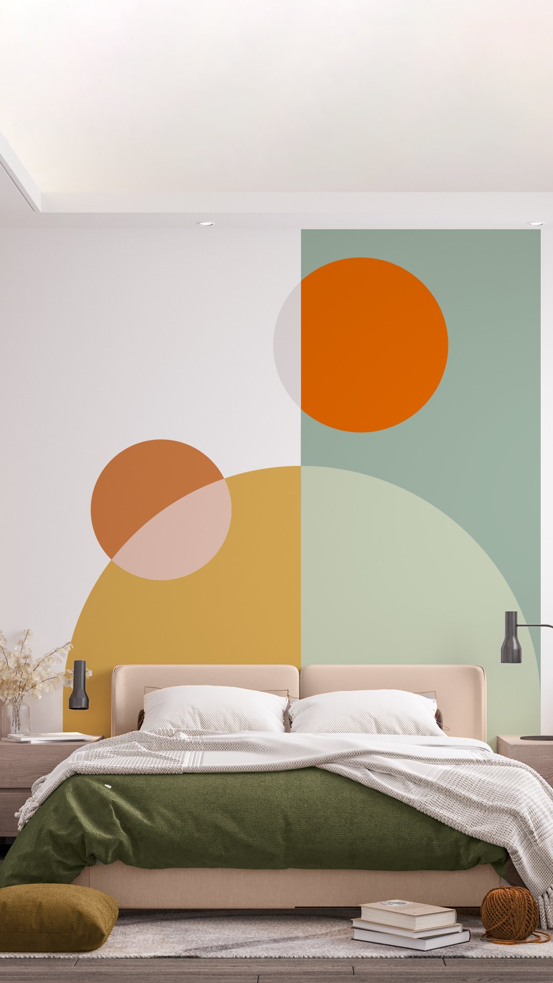 papier peint tête de lit couleurs aux blocs de couleurs vibrantes et dynamiques chambre