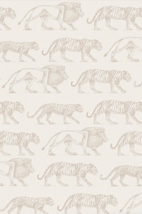 papier peint n318 roi de la savane lions beige motif