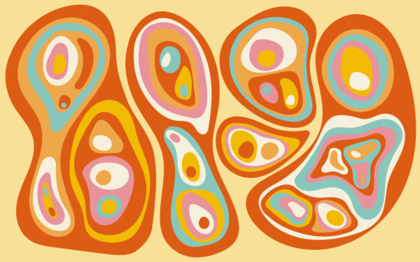 papier peint n322 formes organiques coloré orange motif