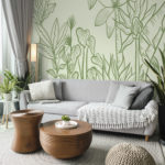 papier peint n323 panoramique vert nature flore salon