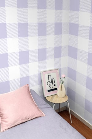 Papier peint N327 carreaux vichy violet chambre