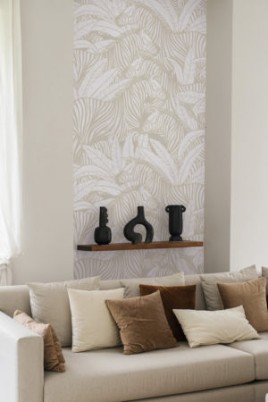 papier peint n332 zebre vegeration beige salon