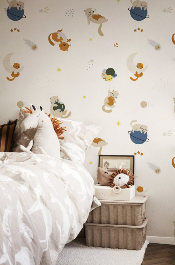 papel pintado n334 gato cosmos habitación de niños