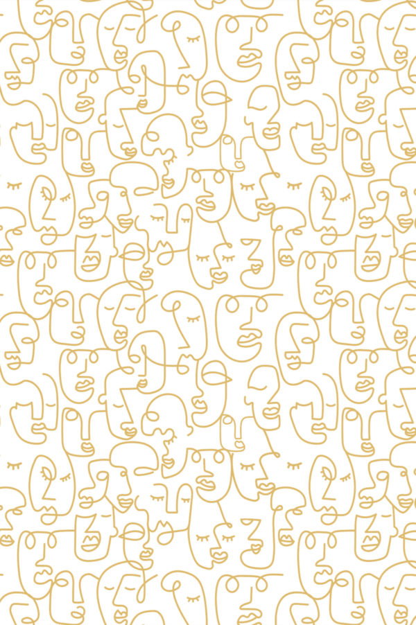 papier peint n347 visages sans bornes jaune motif