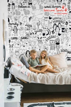 N346 children's wallpaper to color black and white children's room