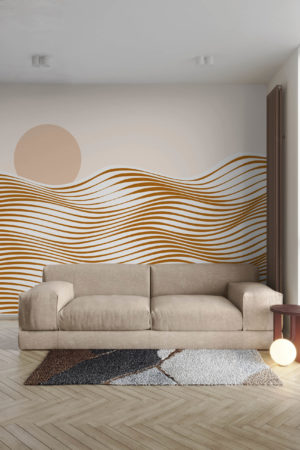 salon papier peint terracotta panoramique theme mer
