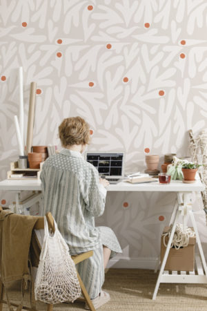 bureau beige papier peint panoramique fleur matisse