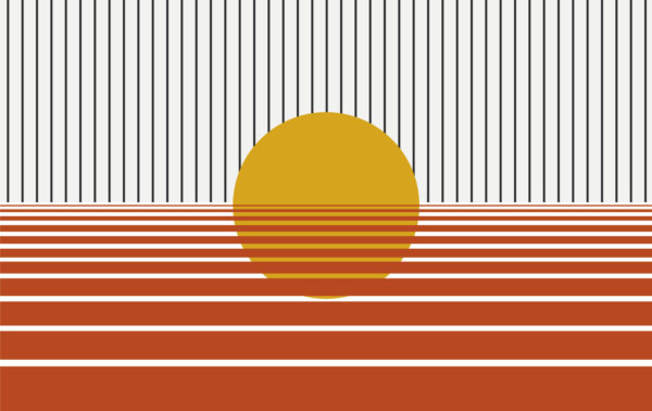 motif orange papier peint coucher de soleil paysage panoramique futuriste