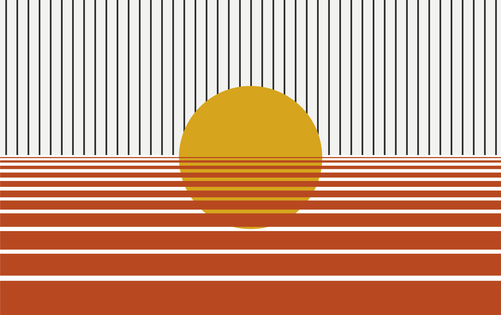 n357-orange motif orange papier peint coucher de soleil paysage panoramique futuriste