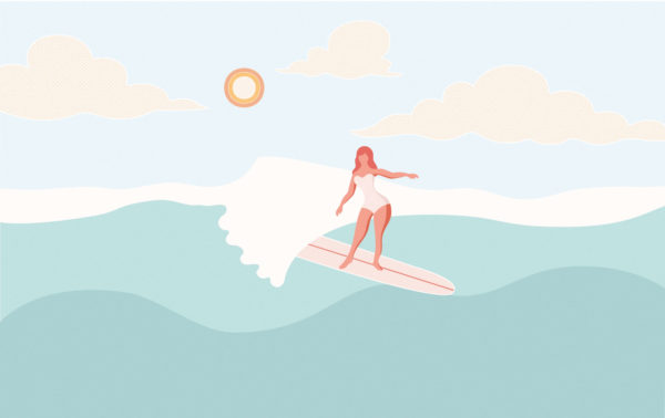 motif papier peint surf panoramique vague exotique