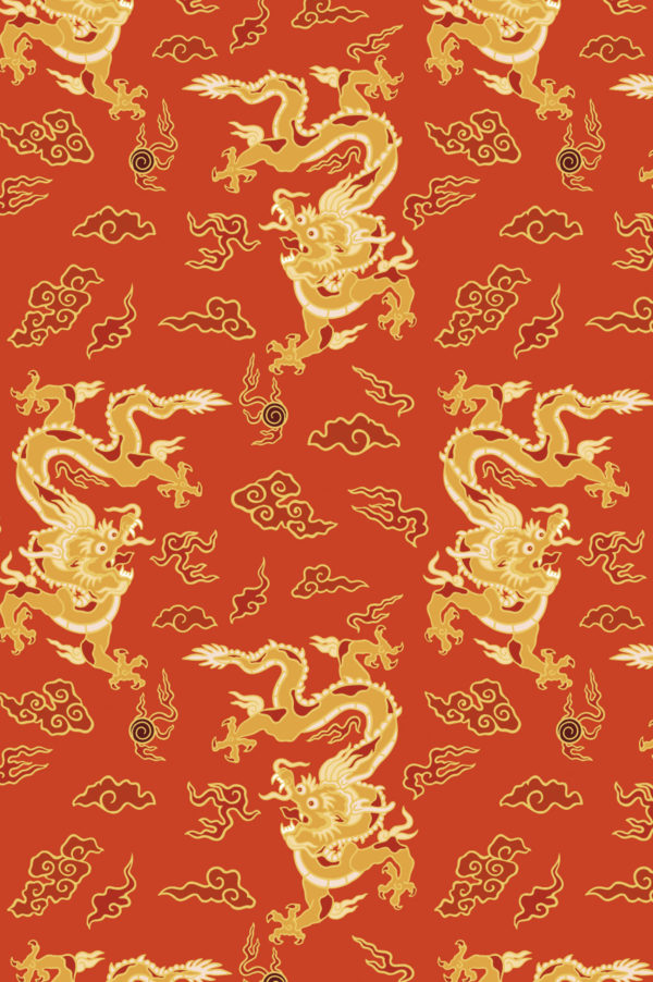 papel pintado dragon rojo fuego tendencia japon