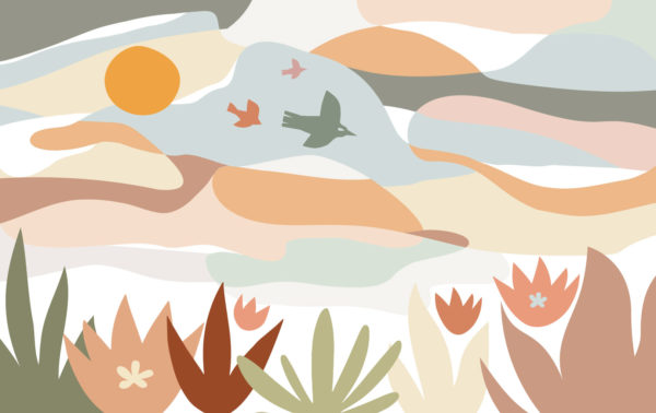 motif papier peint panoramique paysage abstrait nature coloré