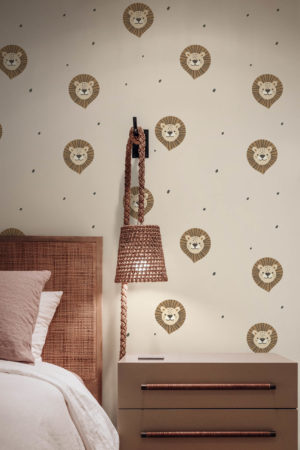 papel pintado dormitorio beige leon salvaje niño naturaleza