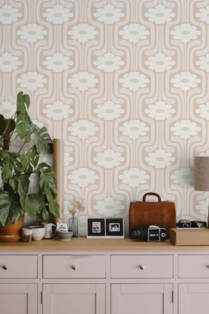 chambre papier peint beige printemps fleurs vintage