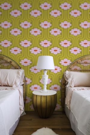 papel pintado dormitorio primavera verde vintage flores