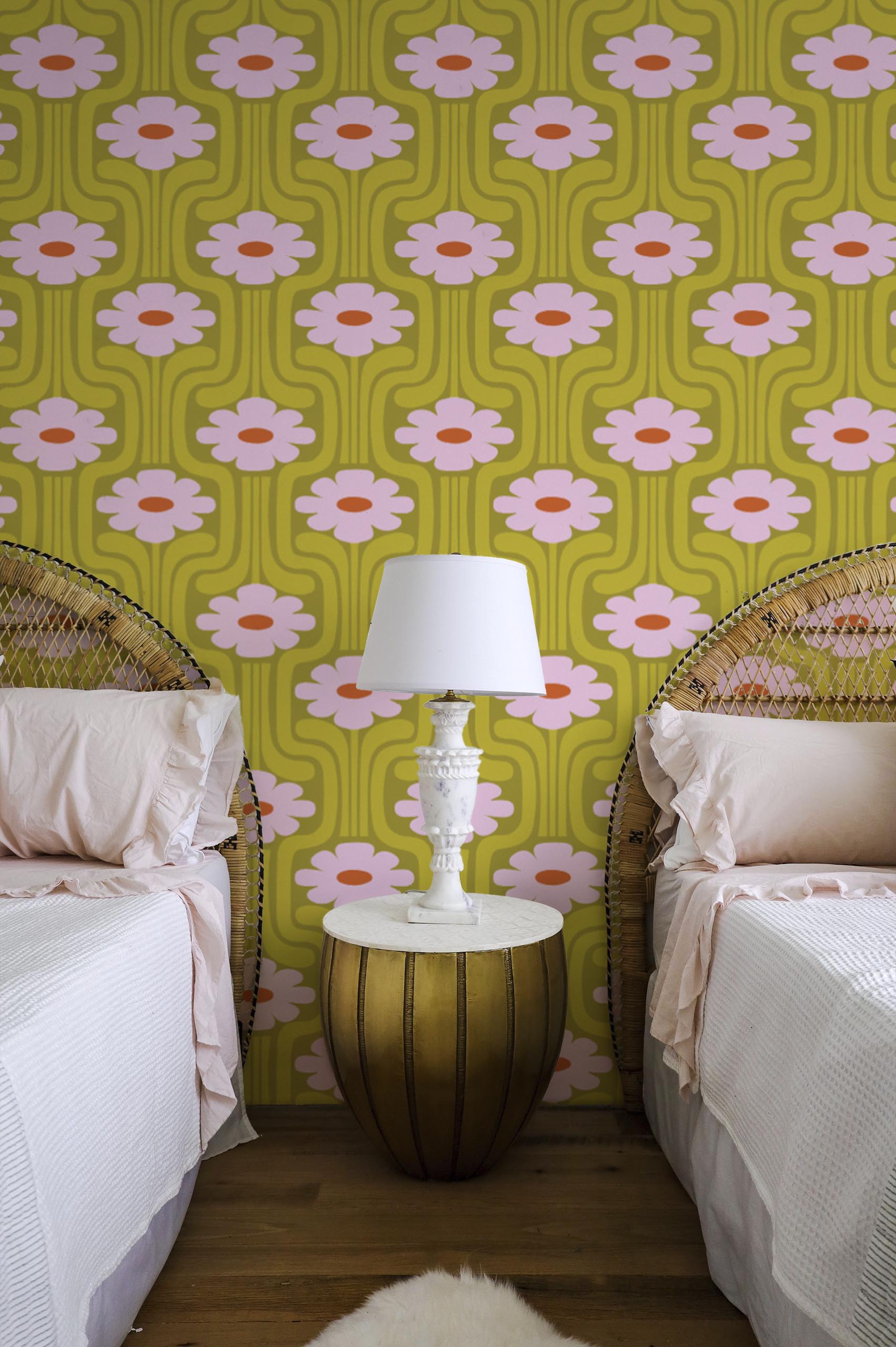 papel pintado dormitorio primavera verde vintage flores