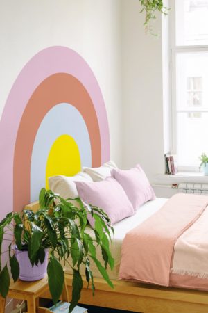 papel pintado dormitorio dimensión colorido geométrico panorámico arco iris