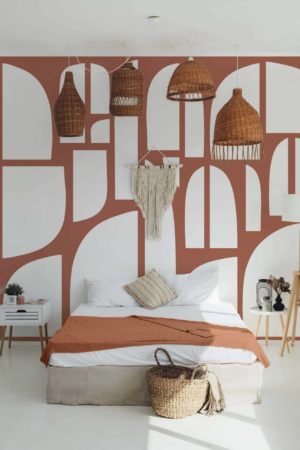 chambre terracotta papier peint fenรชtres abstraites panoramique