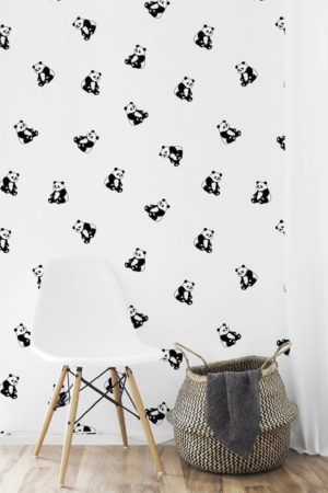 chambre noir & blanc papier peint panda animal tendance