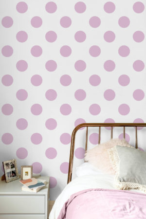 chambre rose papier peint pois cercle géométrique tendance