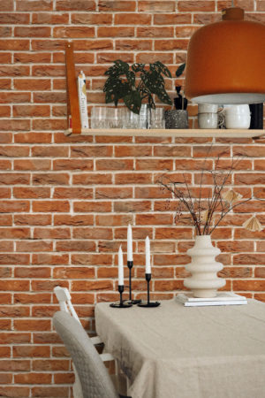 cuisine terracotta papier peint briques panoramique tendance