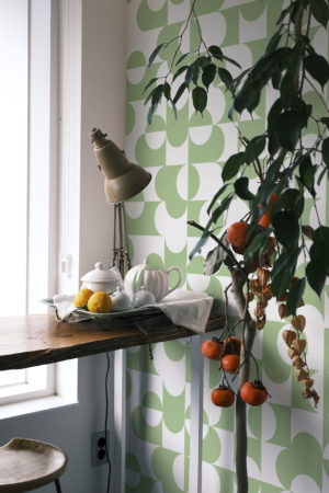 cuisine vert papier peint géométrie abstraite géométrique panoramique