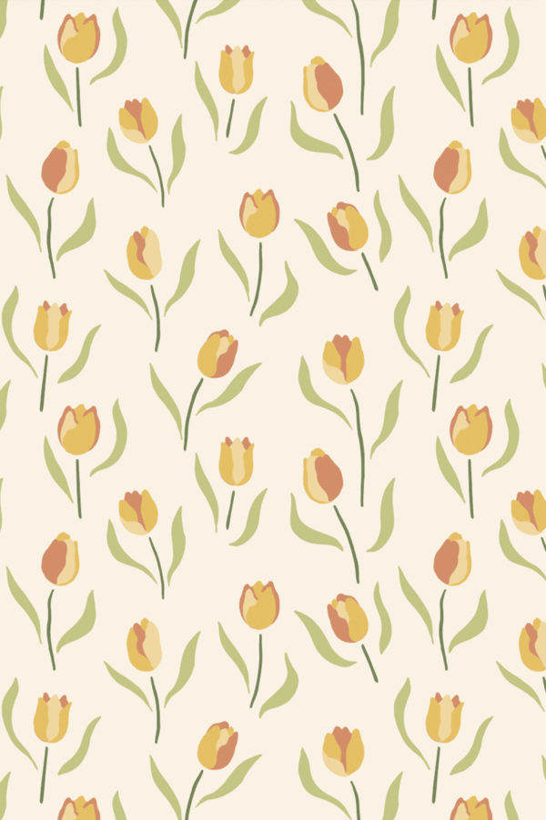 motif papier peint floral tulipe orange tendance