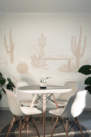 salon beige papier peint végétal désert d'arizona