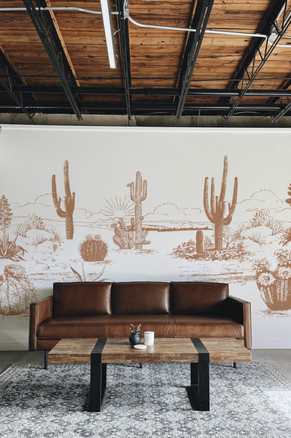 salon terracotta papier peint végétal désert d'arizona