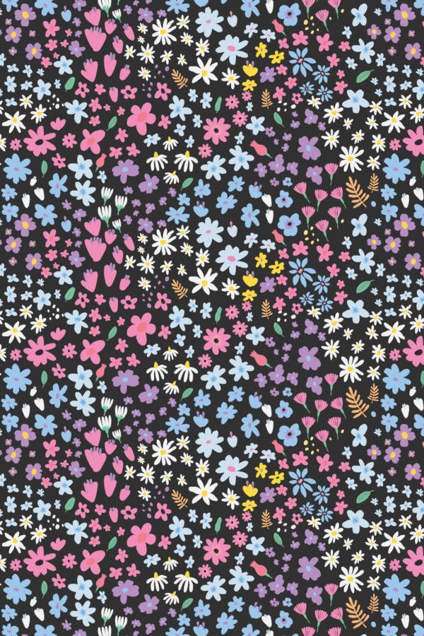 motif multicolore papier peint floral mille fleurs tendance printemps
