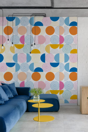 n415 papier peint géométrique multicolore salon