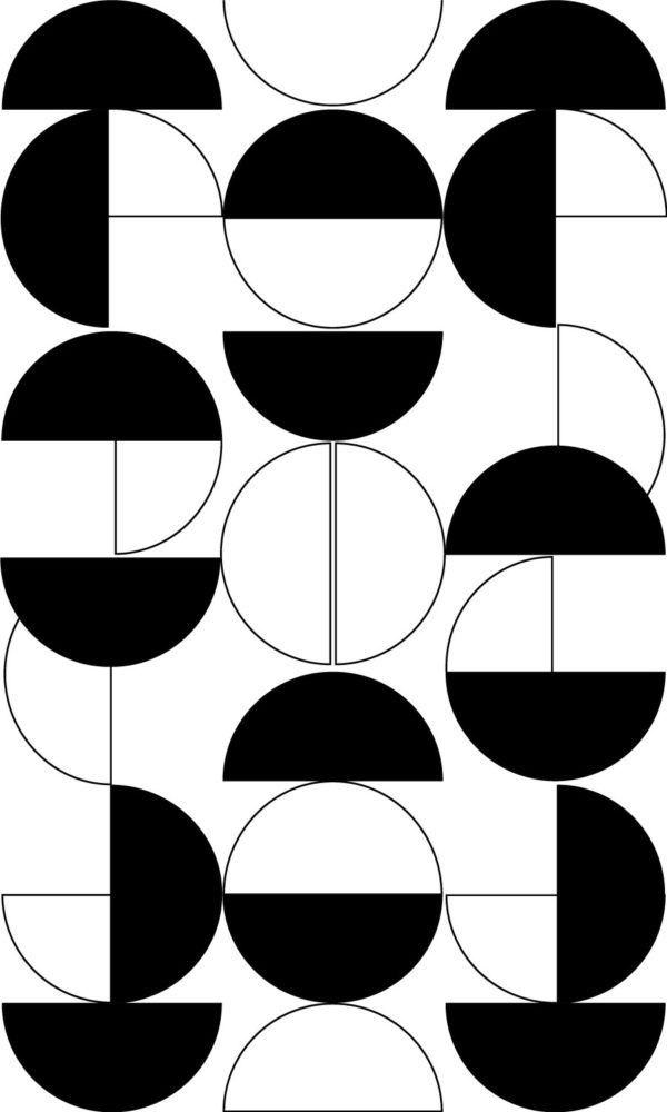Papel pintado blanco y negro círculo geométrico monocromático