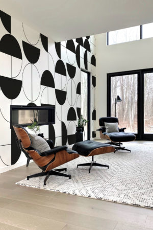 papier peint n418 noir et blanc geometrique retro salon