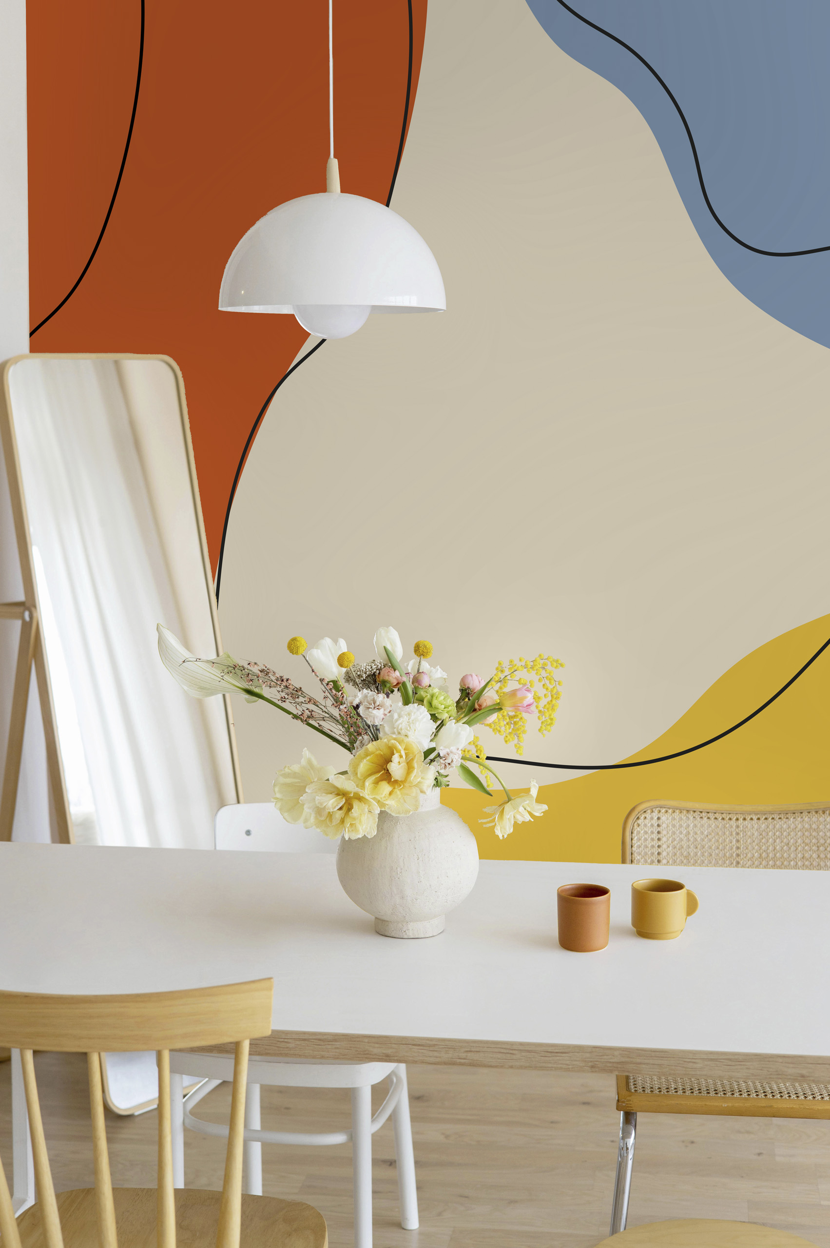 Papel pintado panorámico de formas suaves tendencia n425 salón Papel pintado panorámico de formas suaves tendencia n425 salón