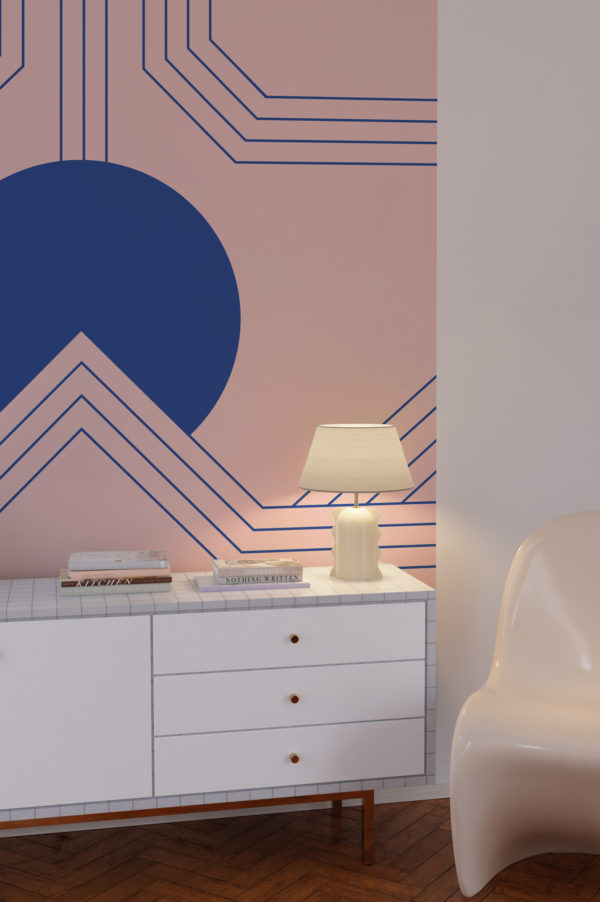 papel pintado panoramico retro futurista n427 paisaje abstracto dormitorio