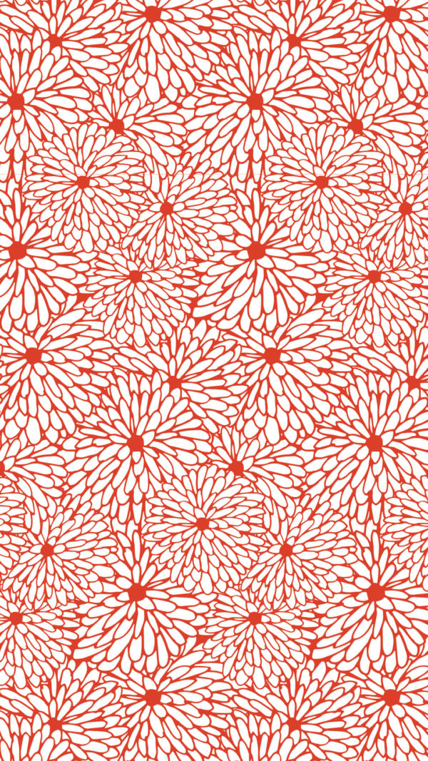 motif rouge papier peint chrysanthème floral tendance