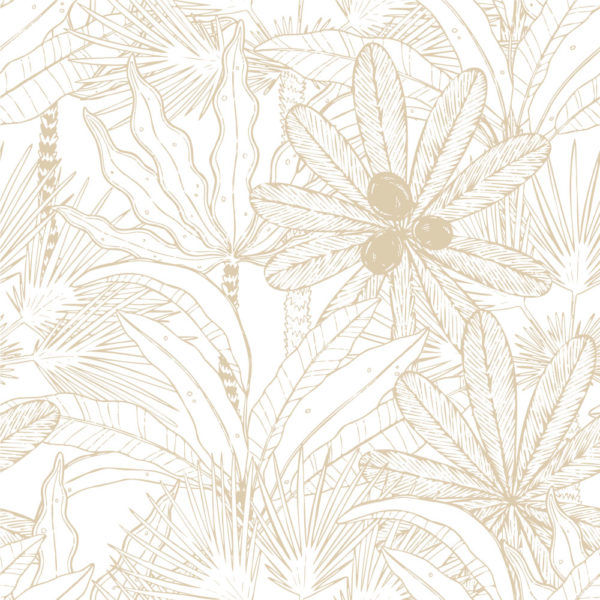 n432-papier peint végétation tropicale beige