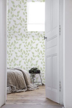 chambre vert papier peint charme du lierre végétal tendance