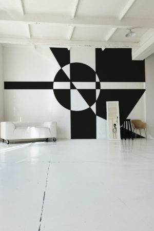 papier peint composition géométrique n419 noir et blanc espace public