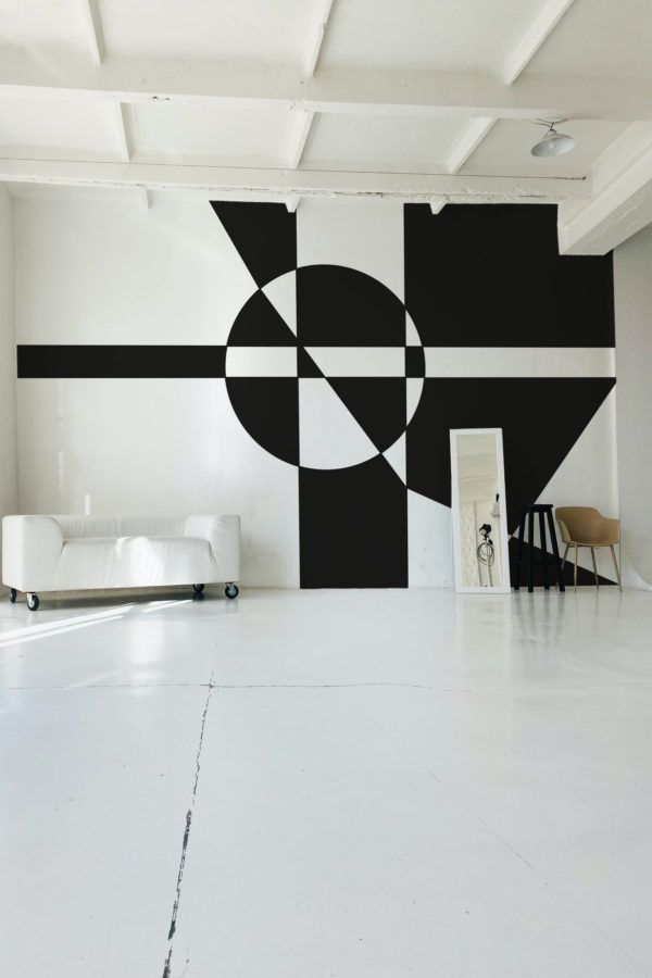 composición geométrica papel pintado n419 blanco y negro espacio público