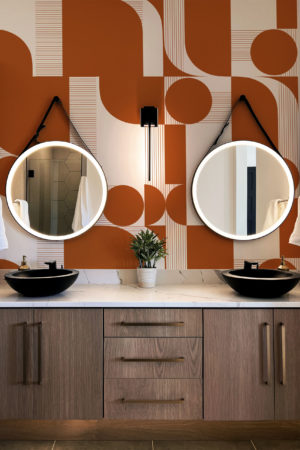 papier peint panoramique vague geometrique n420 terracotta salle de bain