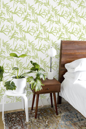 chambre vert papier peint feuilles de bambou végétal