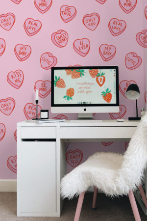 bureau rose papier peint bonbon d'amour pop love