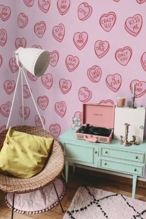 chambre rose papier peint bonbon d'amour pop love